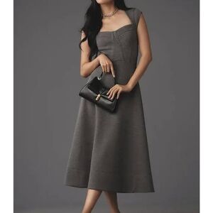 Anthropologie Heathered Sweetheart Scuba Midi Dress In Grey